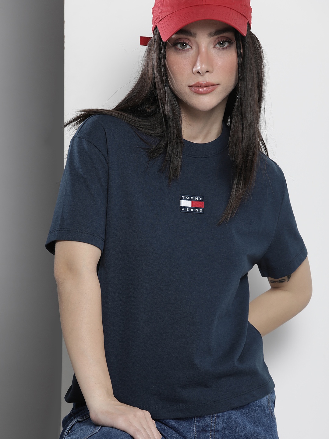 

Tommy Hilfiger Women Brand Logo Applique T-shirt, Blue