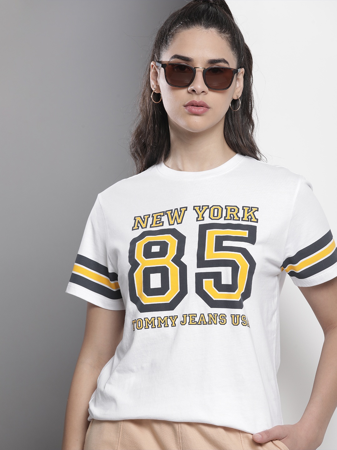 

Tommy Hilfiger Women Varsity Printed Pure Cotton T-shirt, White