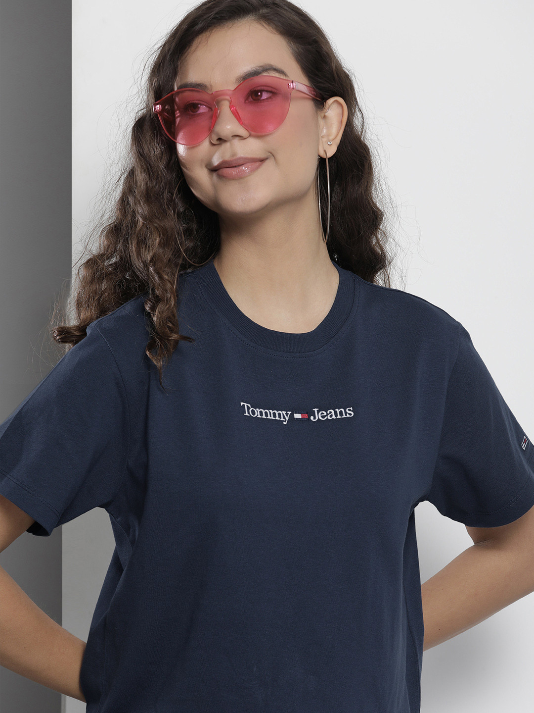 

Tommy Hilfiger Women Brand Logo Pure Cotton T-shirt, Blue