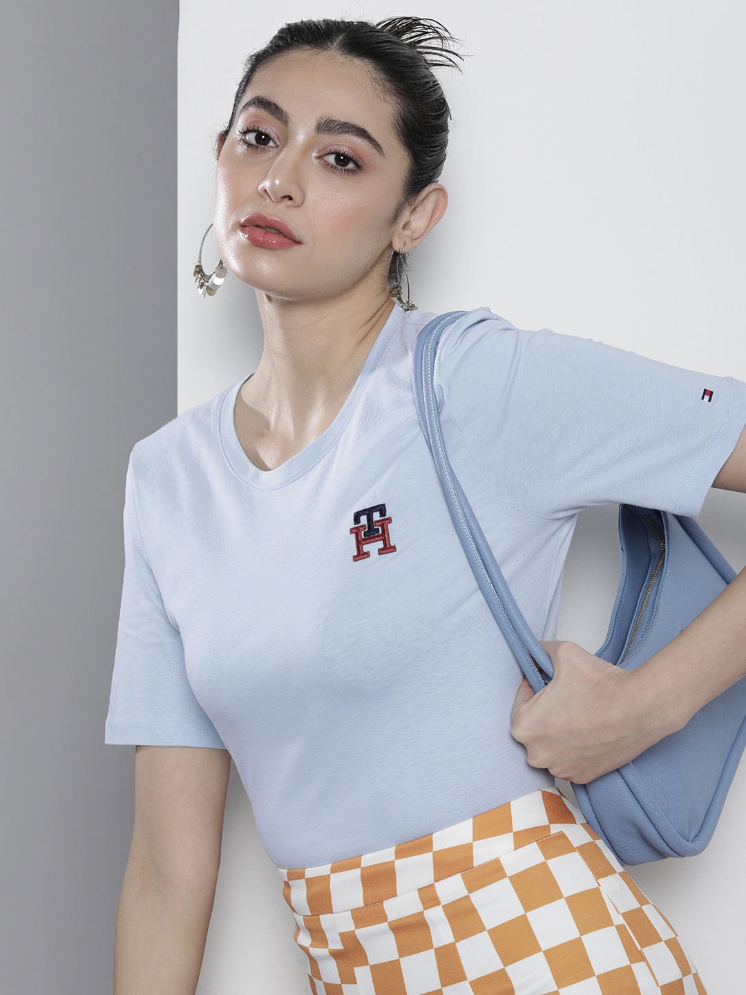

Tommy Hilfiger Women Pure Cotton Sustainable T-shirt, Blue