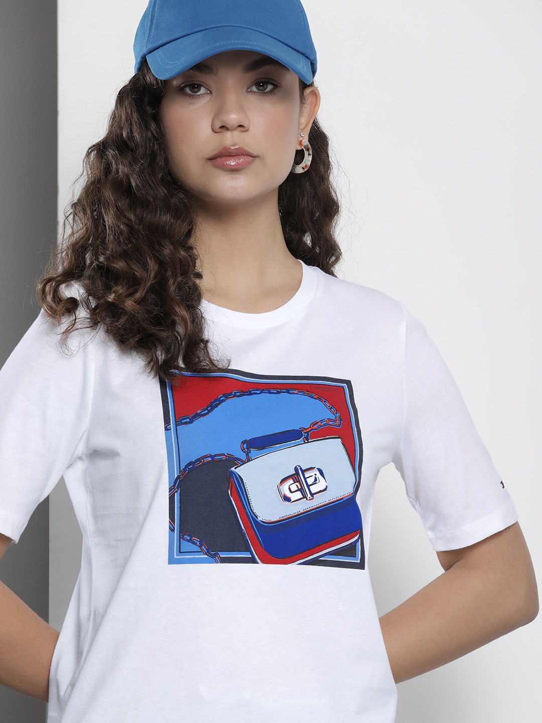 

Tommy Hilfiger Women Graphic Printed Pure Cotton T-shirt, White