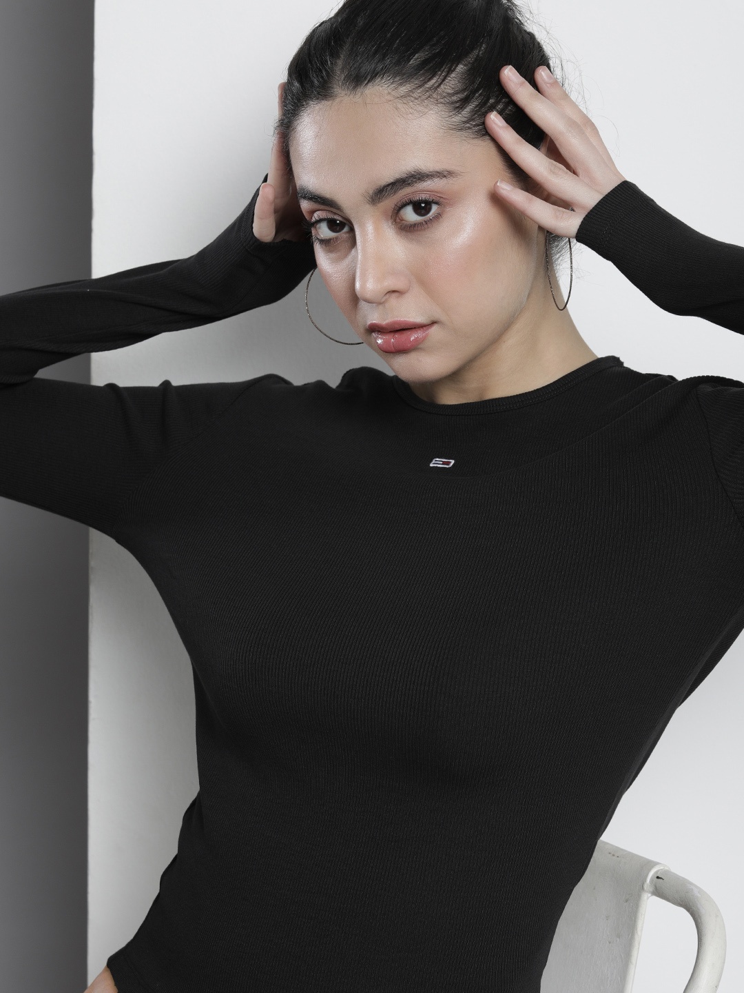 

Tommy Hilfiger Women Slim Fit Sustainable T-shirt, Black