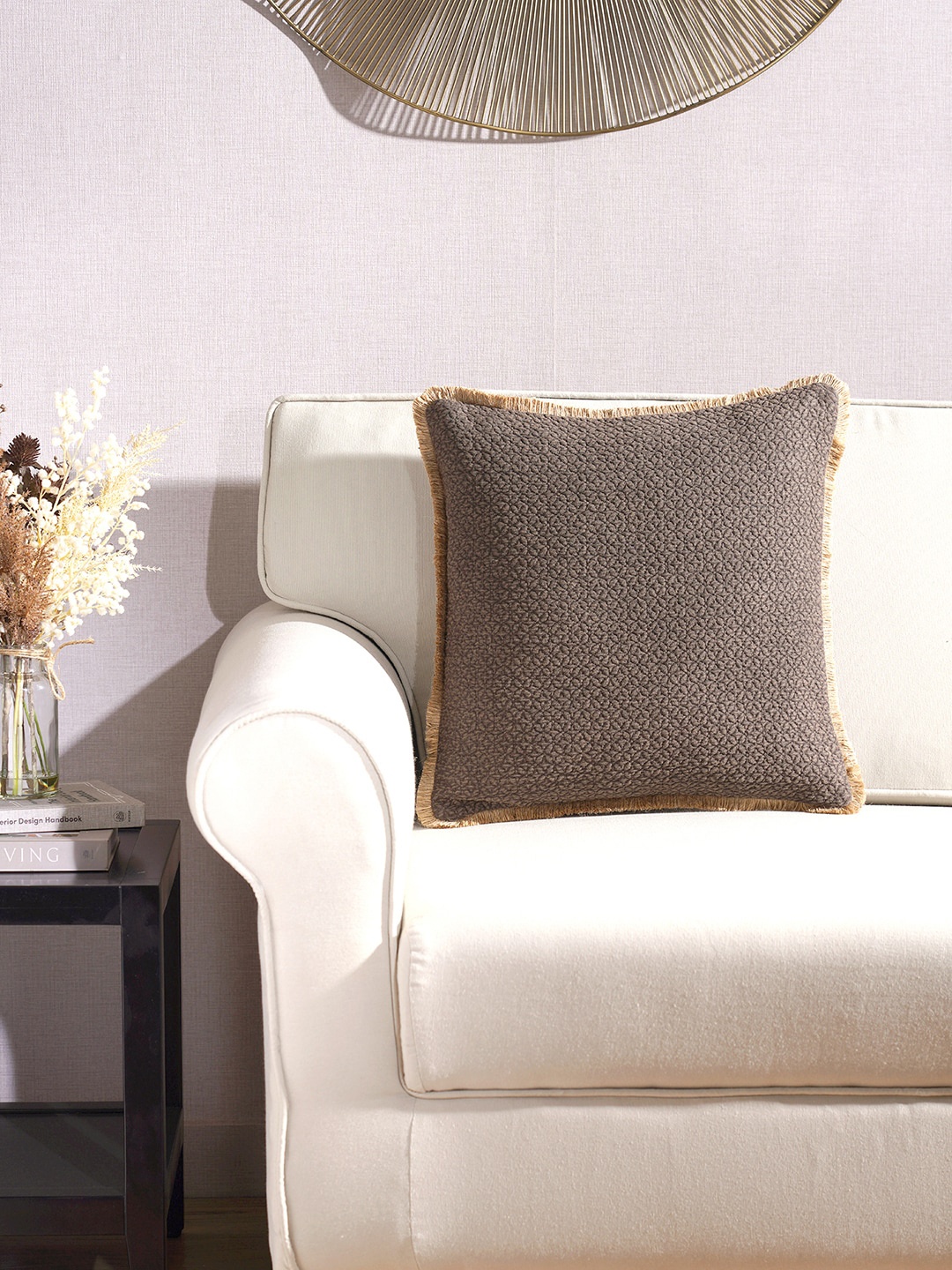 

Pure Home and Living Grey & Gold-Toned Square Cushion Covers