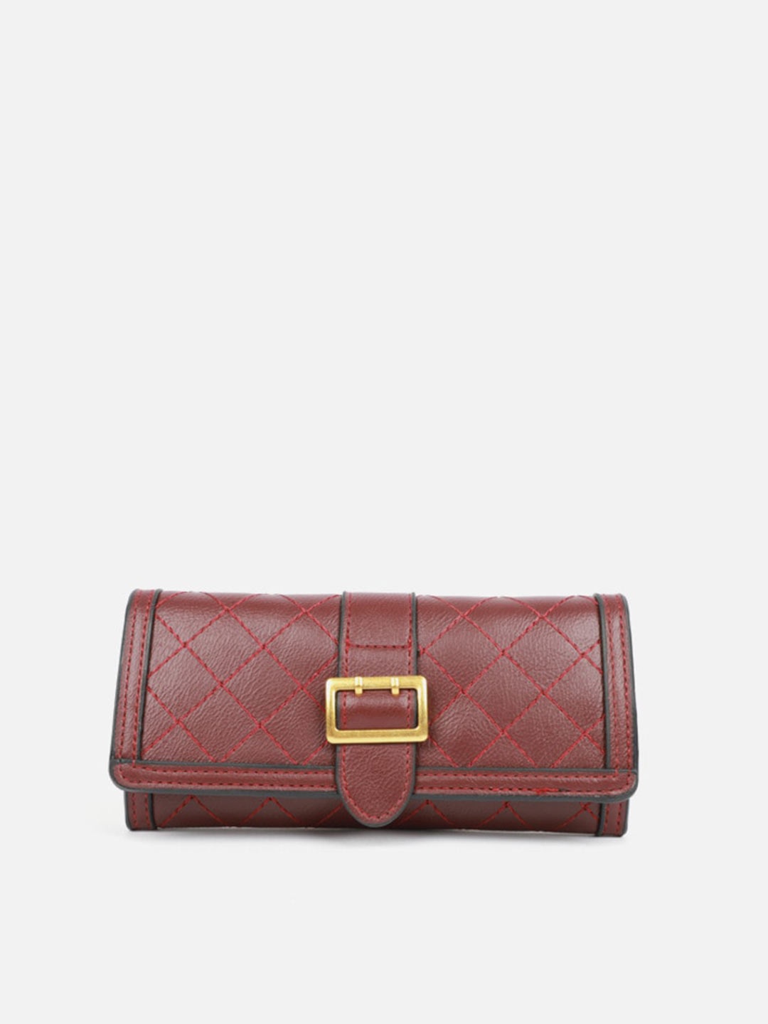 

Carlton London Textured Buckle Detail Foldover Clutch, Brown