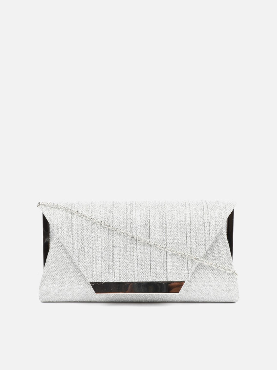 

Carlton London Textured Foldover Clutch, Silver