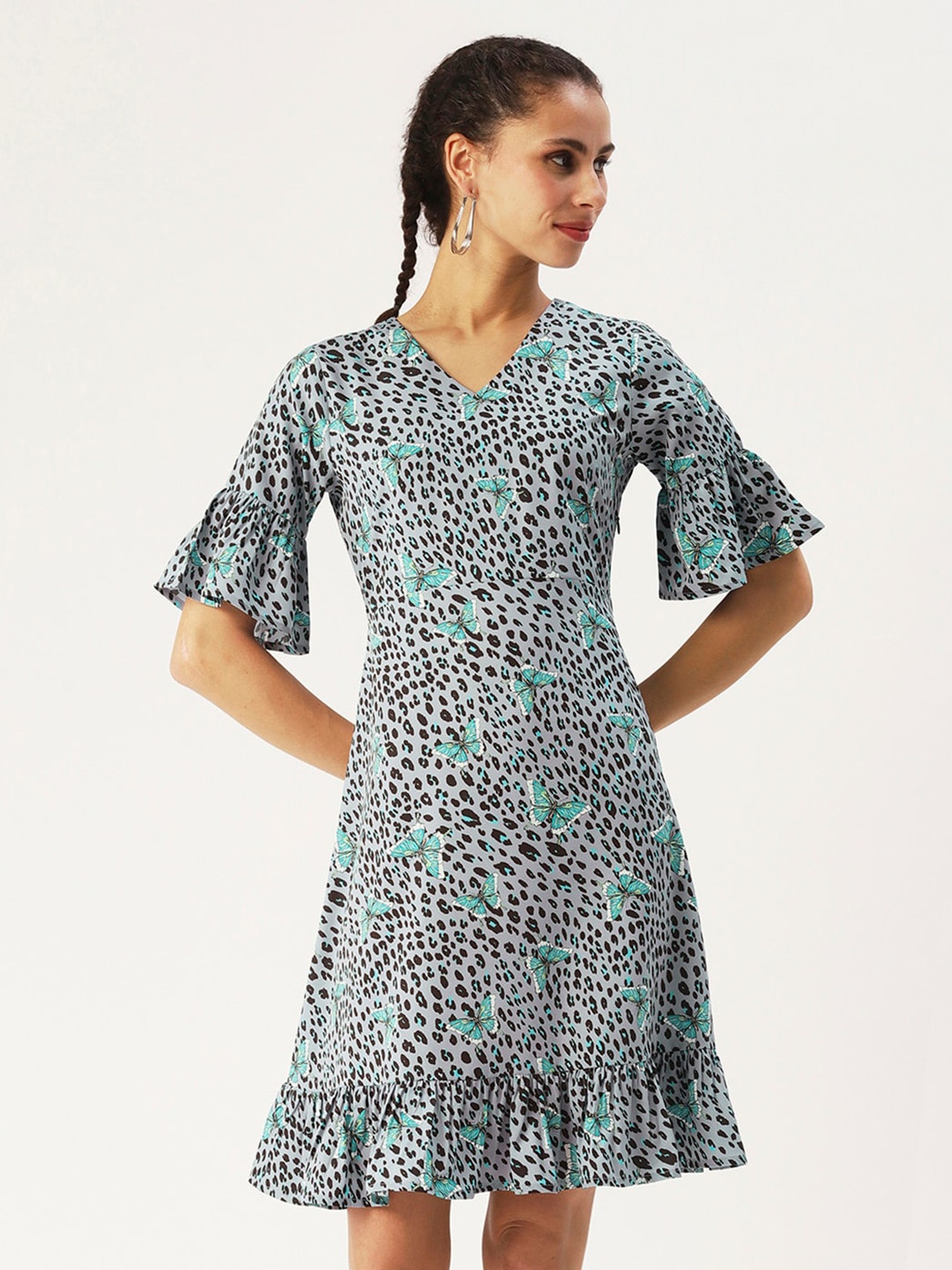 

DressBerry Animal Crepe A-Line Dress, Grey