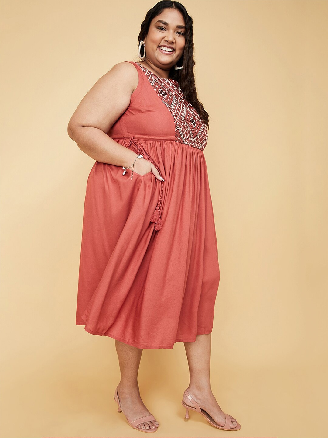 

max Plus Size Printed Midi Dress, Rust