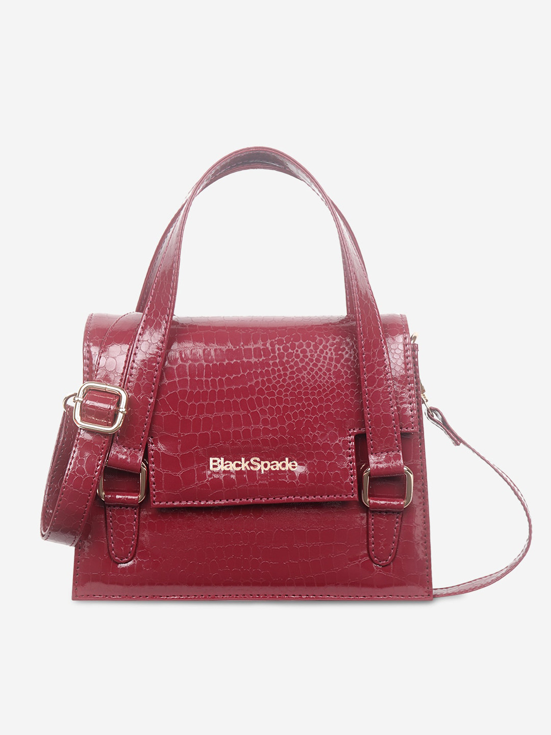 

Black Spade Textured PU Structured Handheld Bag, Maroon