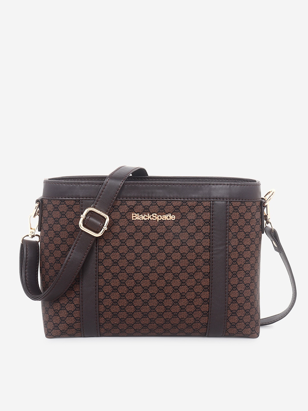 

Black Spade Textured PU Structured Sling Bag, Brown