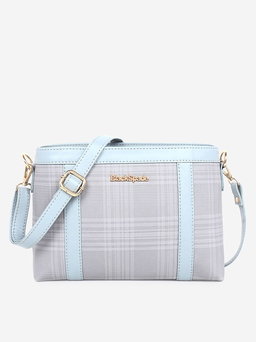 

Black Spade Checked Structured Sling Bag, Grey