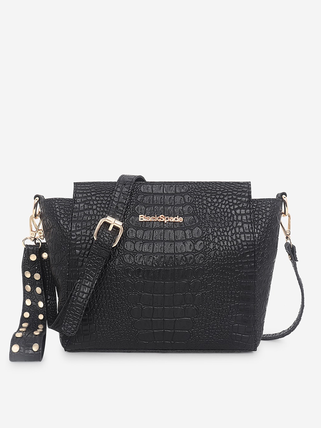 

Black Spade Textured PU Structured Sling Bag