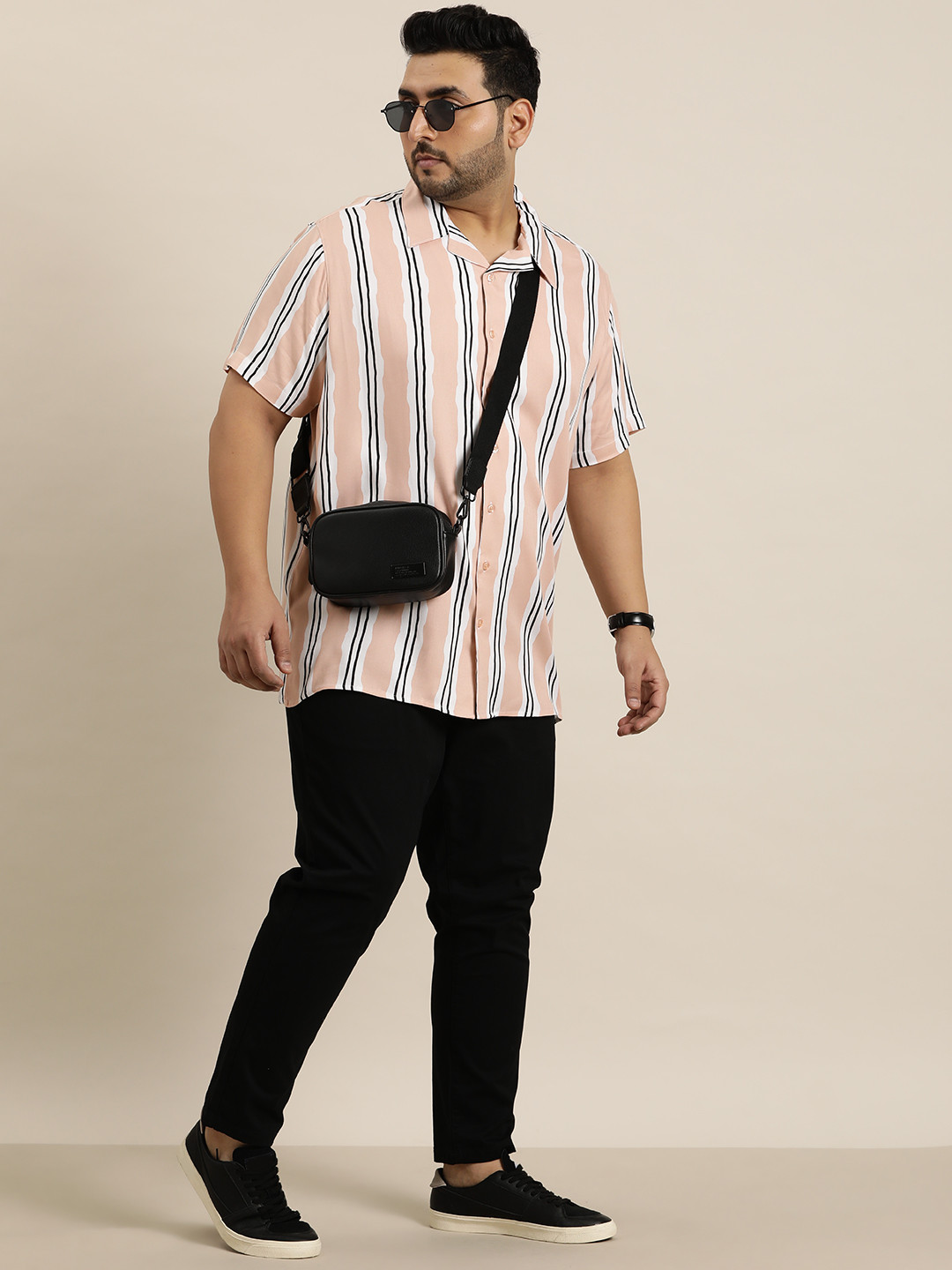 

Sztori Plus Size Striped Shirt, Peach