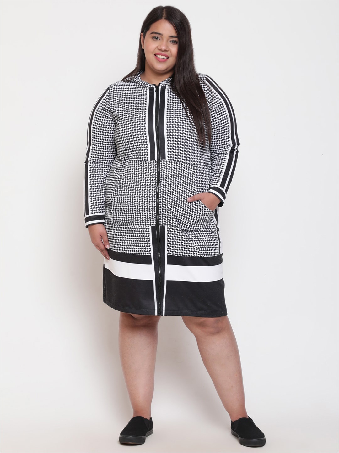 

Amydus Plus Size Hooded Dress, White
