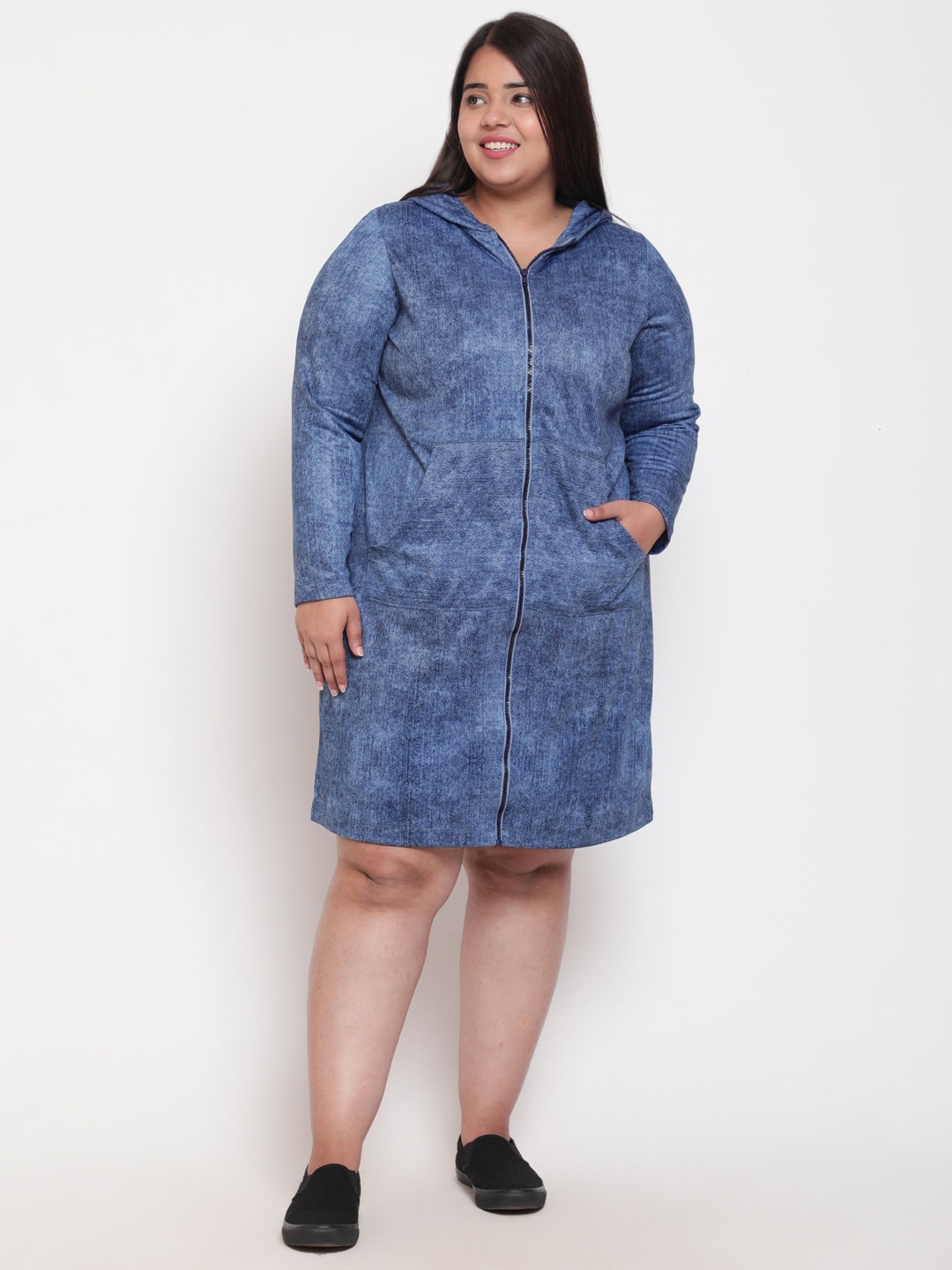 

Amydus Plus Size Hooded Jumper Dress, Blue