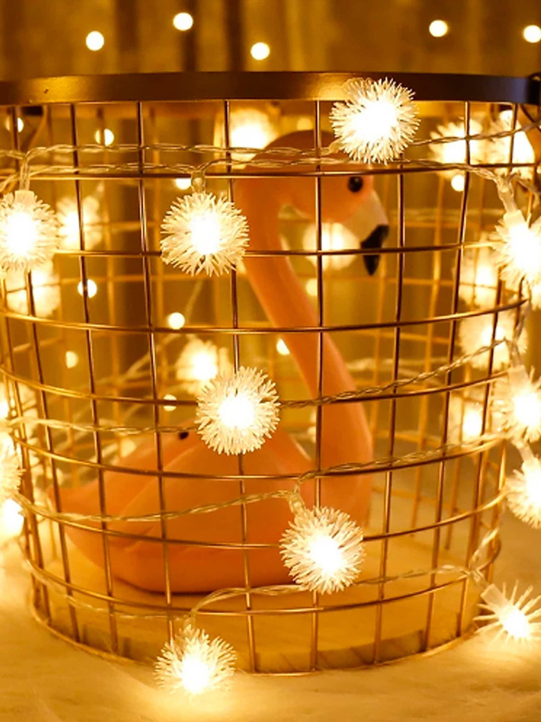 

Homesake Snowball LED Solar String Lights, Yellow