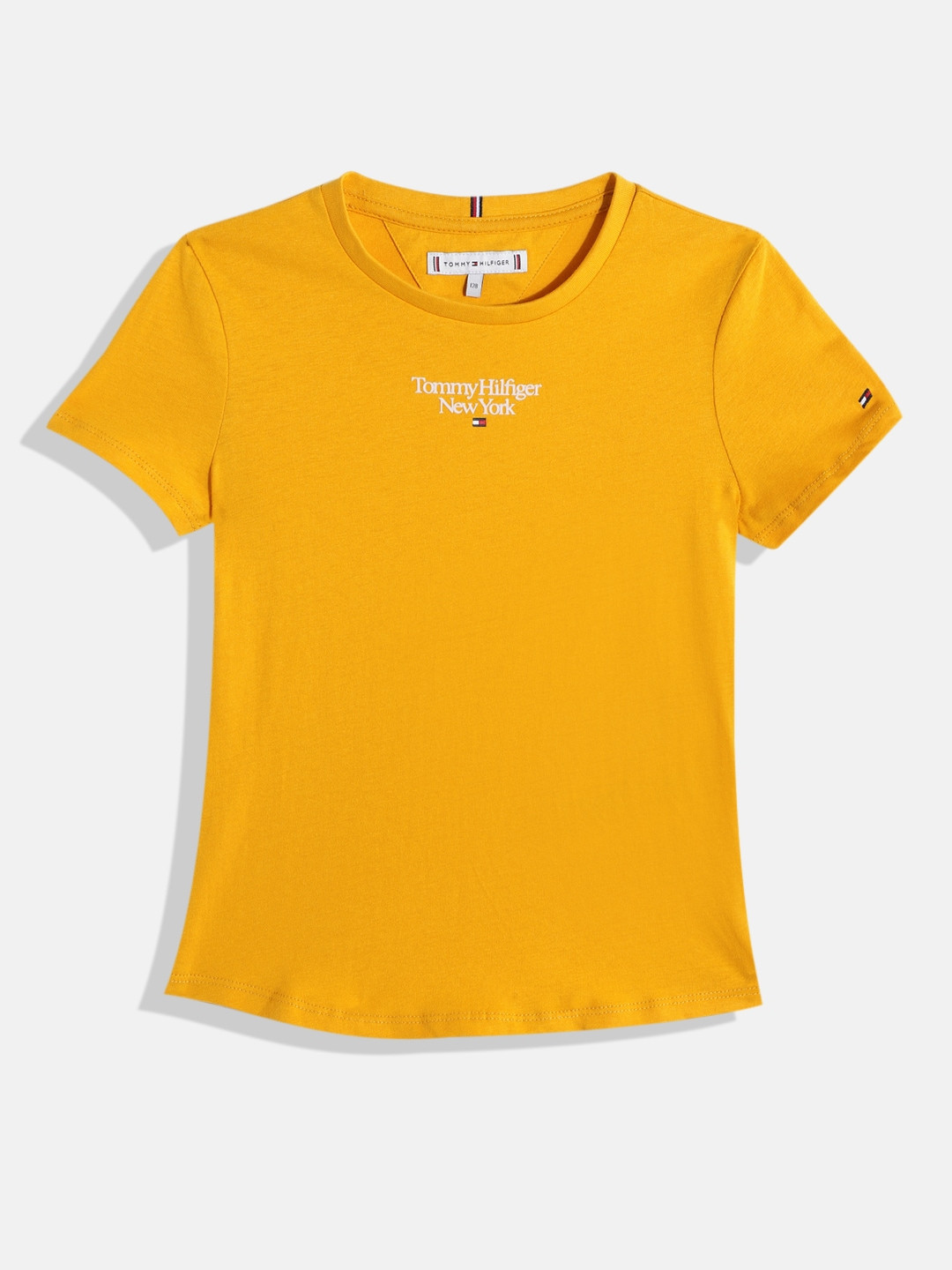 

Tommy Hilfiger Girls Brand Logo Print Organic Cotton T-shirt, Yellow