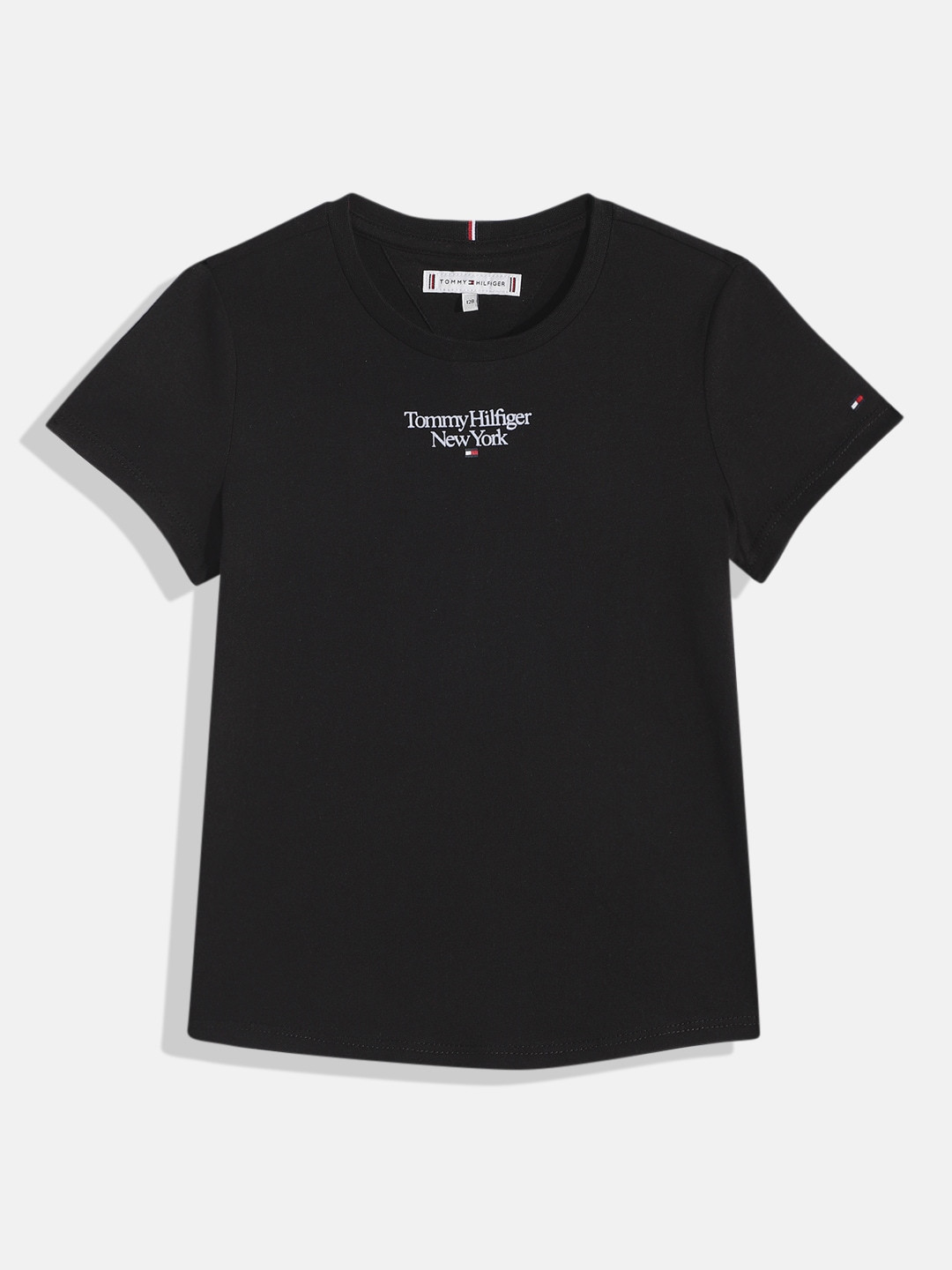 

Tommy Hilfiger Girls Brand Logo Printed Pure Cotton T-shirt, Black