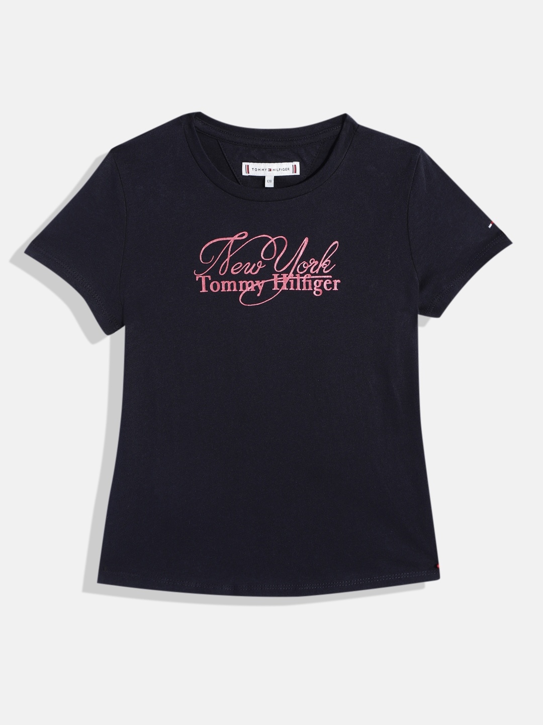 

Tommy Hilfiger Girls Brand Logo Printed Pure Cotton T-shirt, Navy blue
