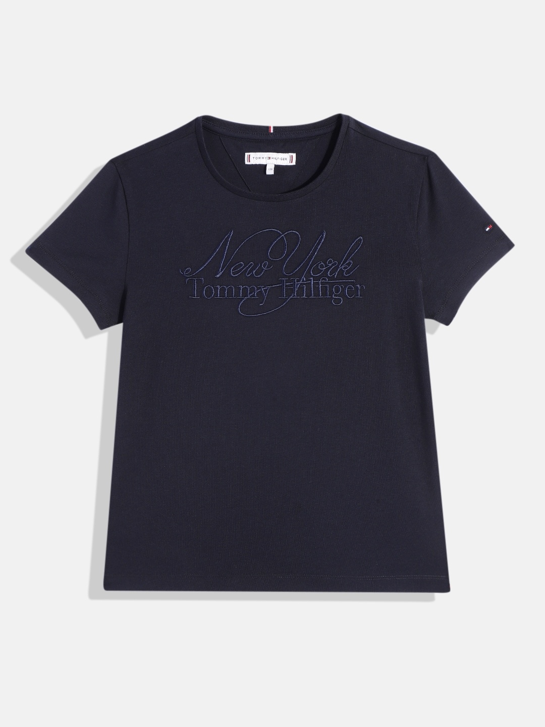 Tommy Hilfiger Girls Brand Logo Printed T-shirt, Navy blue