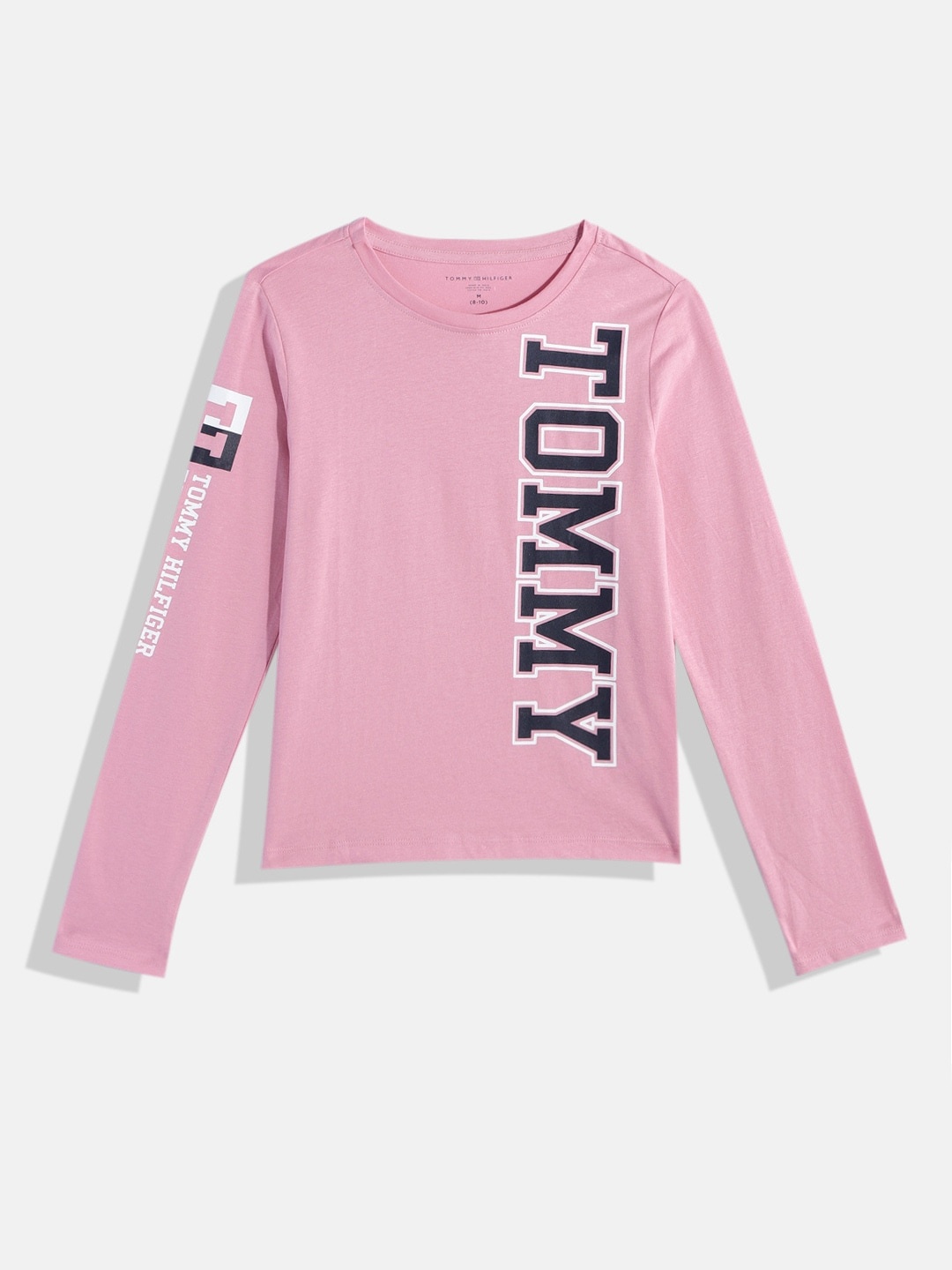 

Tommy Hilfiger Girls Brand Logo Printed Pure Cotton T-shirt, Pink