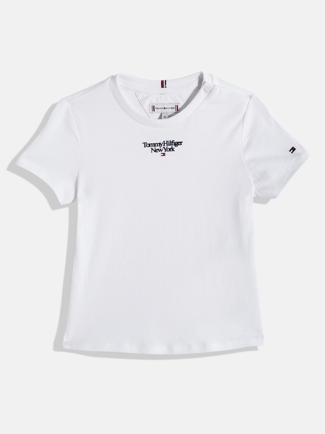 

Tommy Hilfiger Girls Brand Logo Print Organic Cotton Knitted T-shirt, White