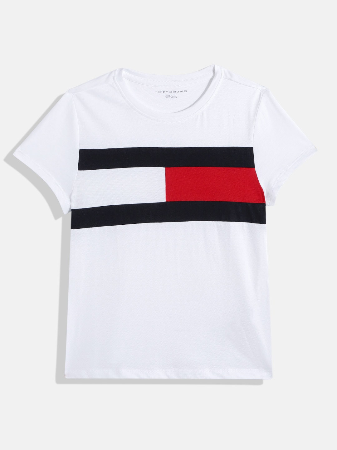 

Tommy Hilfiger Girls Brand Logo Cut & Sew Pure Cotton T-shirt, White