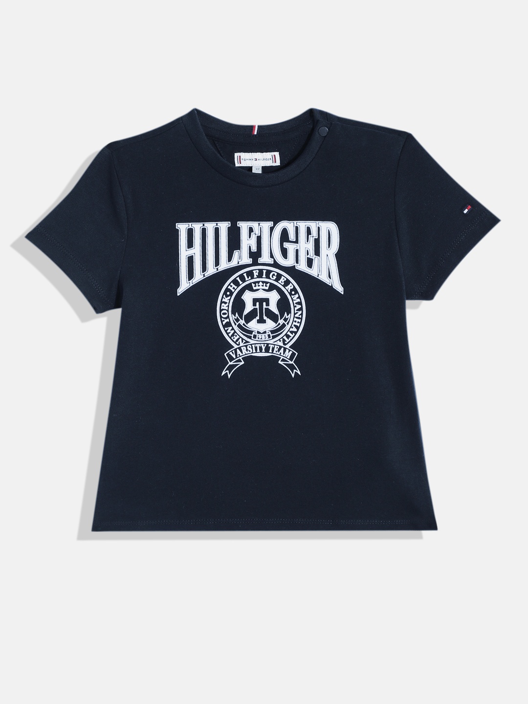 

Tommy Hilfiger Girls Brand Logo Printed Sustainable T-shirt, Navy blue