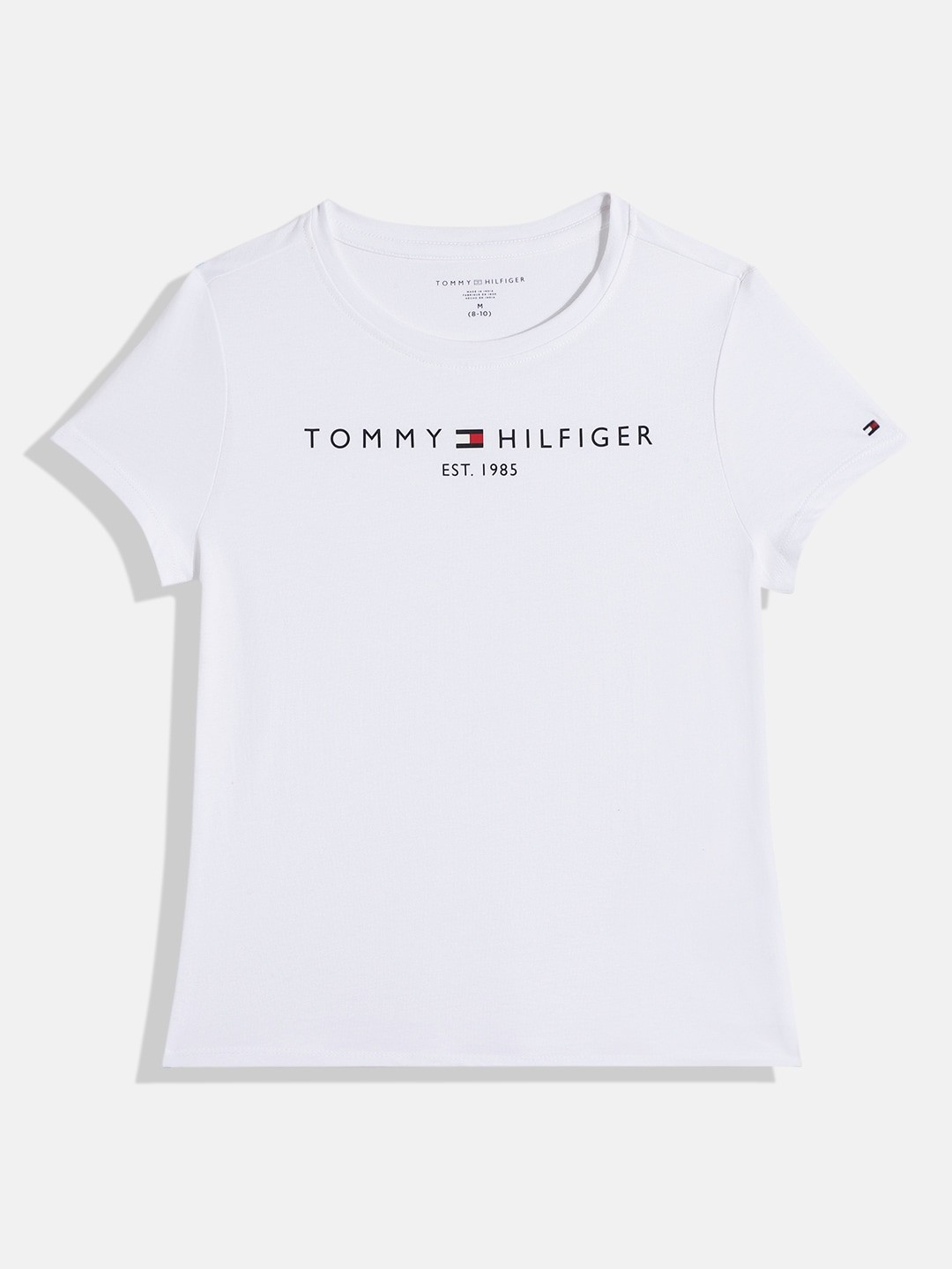 

Tommy Hilfiger Girls White Brand Logo Printed Pure Cotton T-shirt