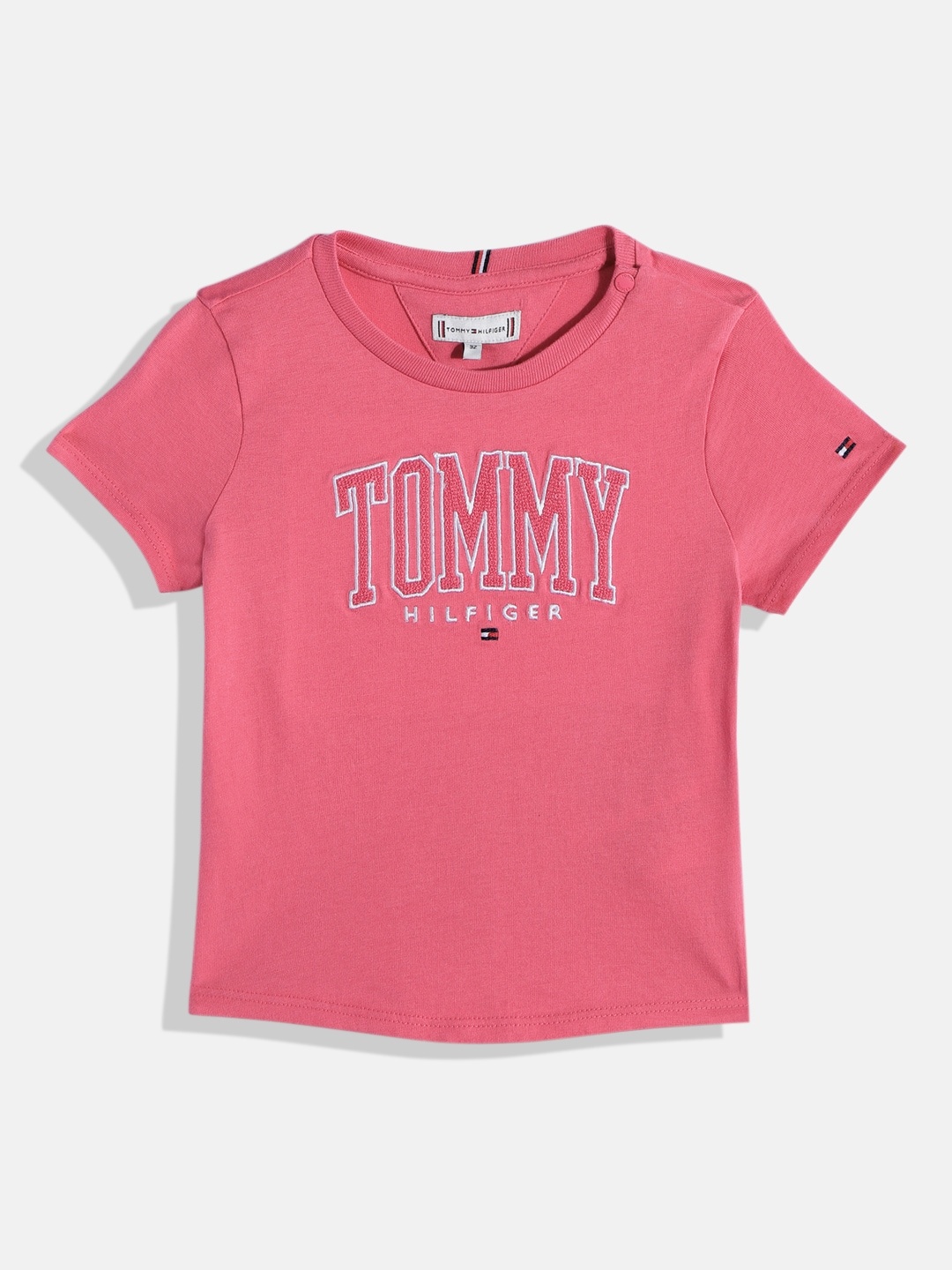 

Tommy Hilfiger Girls Brand Logo Sequins Embellished Organic Cotton Knitted T-shirt, Pink
