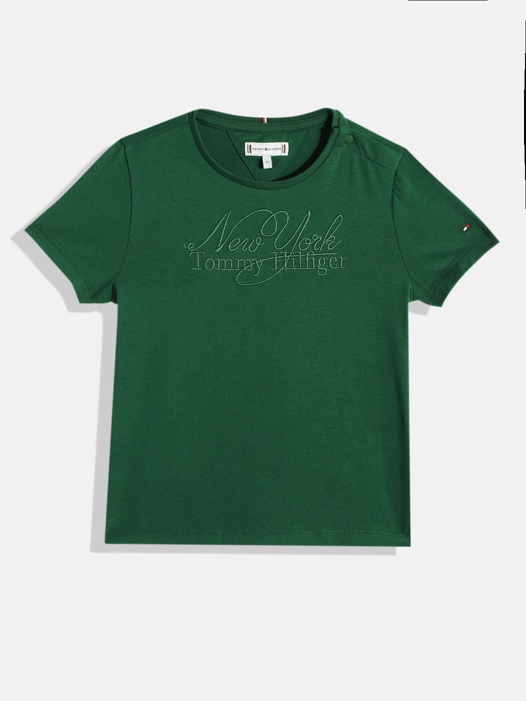 

Tommy Hilfiger Girls Brand Logo Embroidered Knitted T-shirt, Green