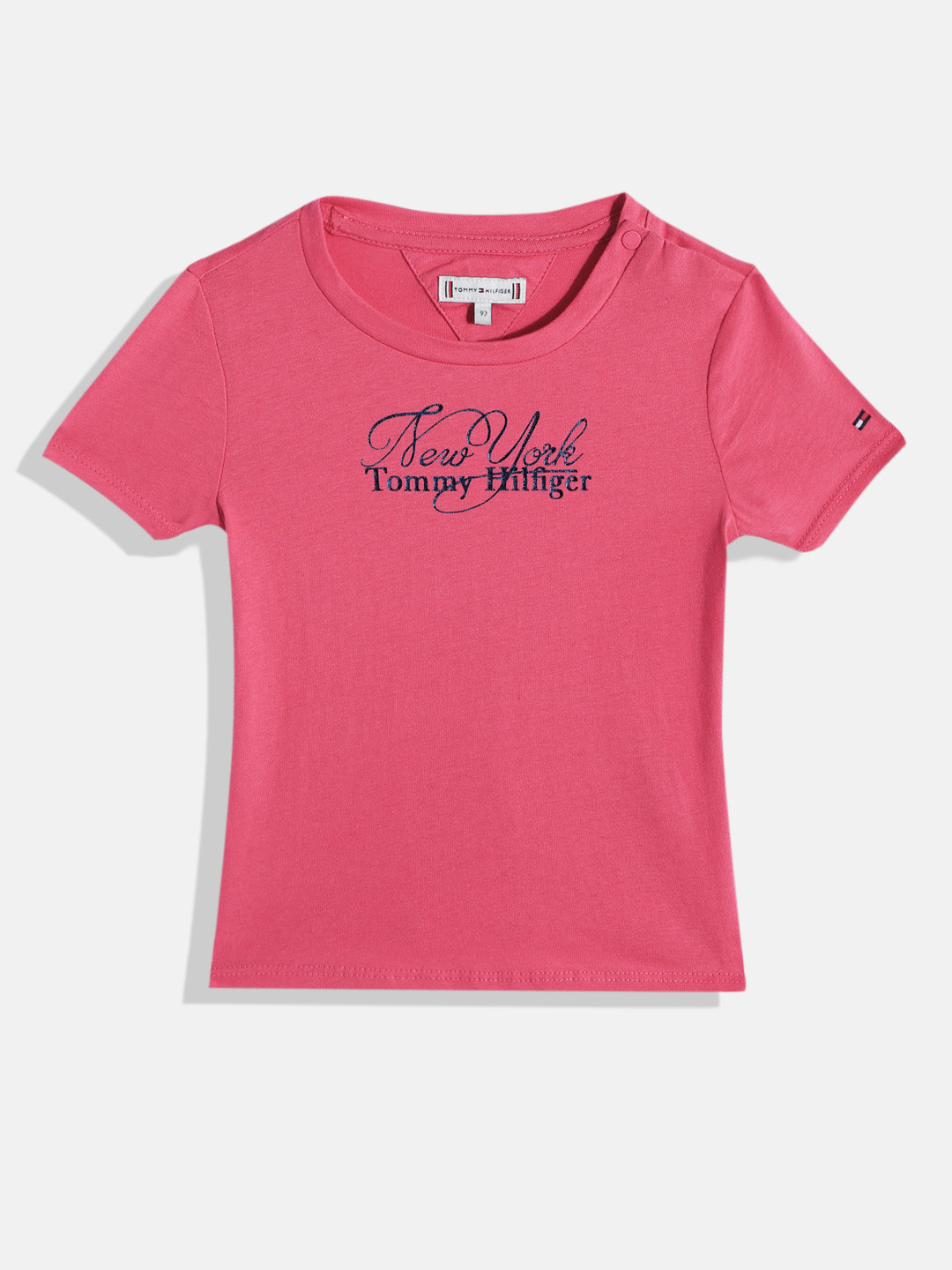

Tommy Hilfiger Girls Brand Logo Print Pure Cotton Knitted T-shirt, Pink