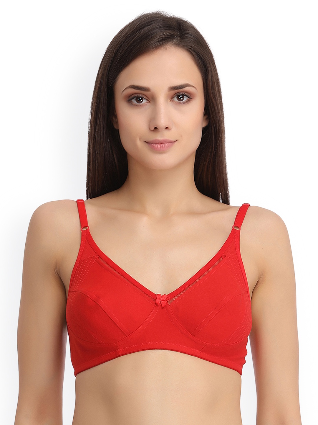 

Clovia Red Solid Non-Wired Cotton Non Padded Everyday Bra BR0469A0440B