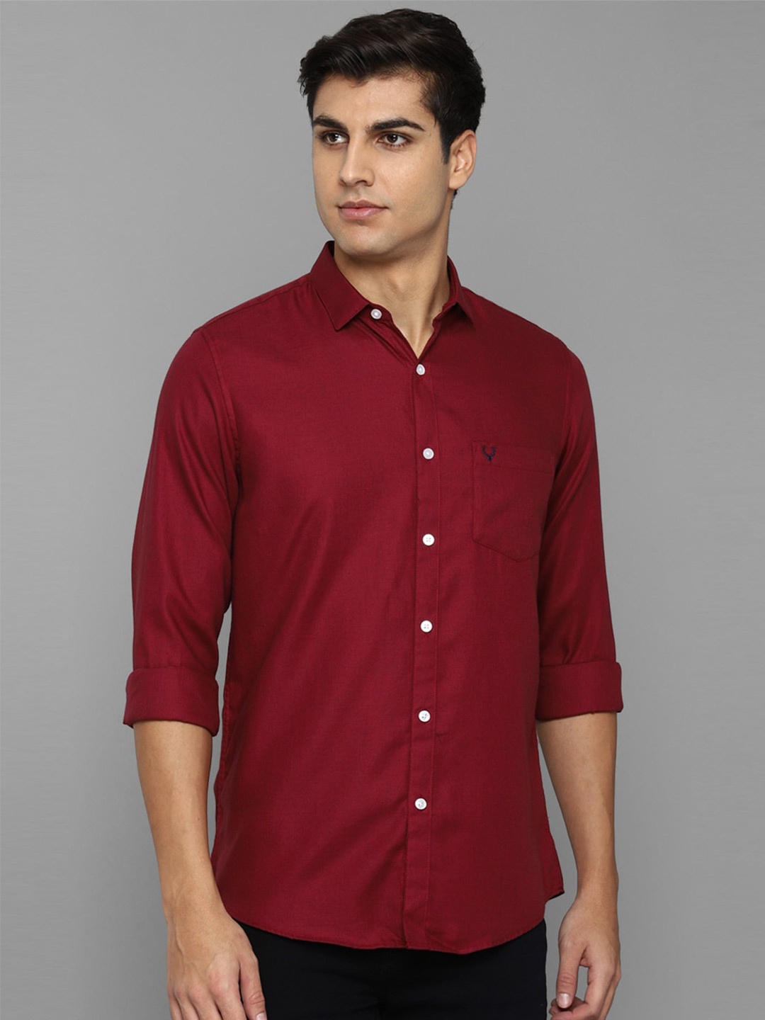 

Allen Solly Men Plus Size Comfort Slim Fit Cotton Casual Shirt, Maroon