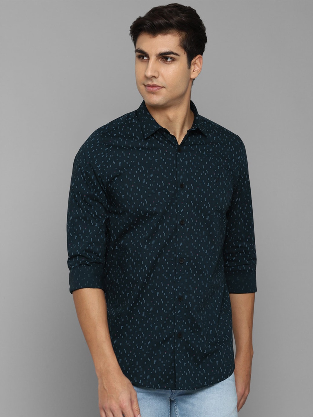 

Allen Solly Men Comfort Slim Fit Printed Casual Shirt, Navy blue