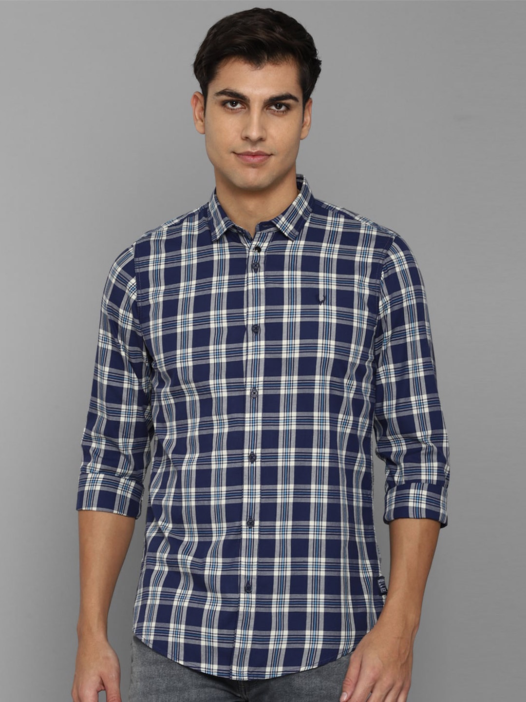 

Allen Solly Sport Men Tartan Checked Casual Cotton Shirt, Navy blue