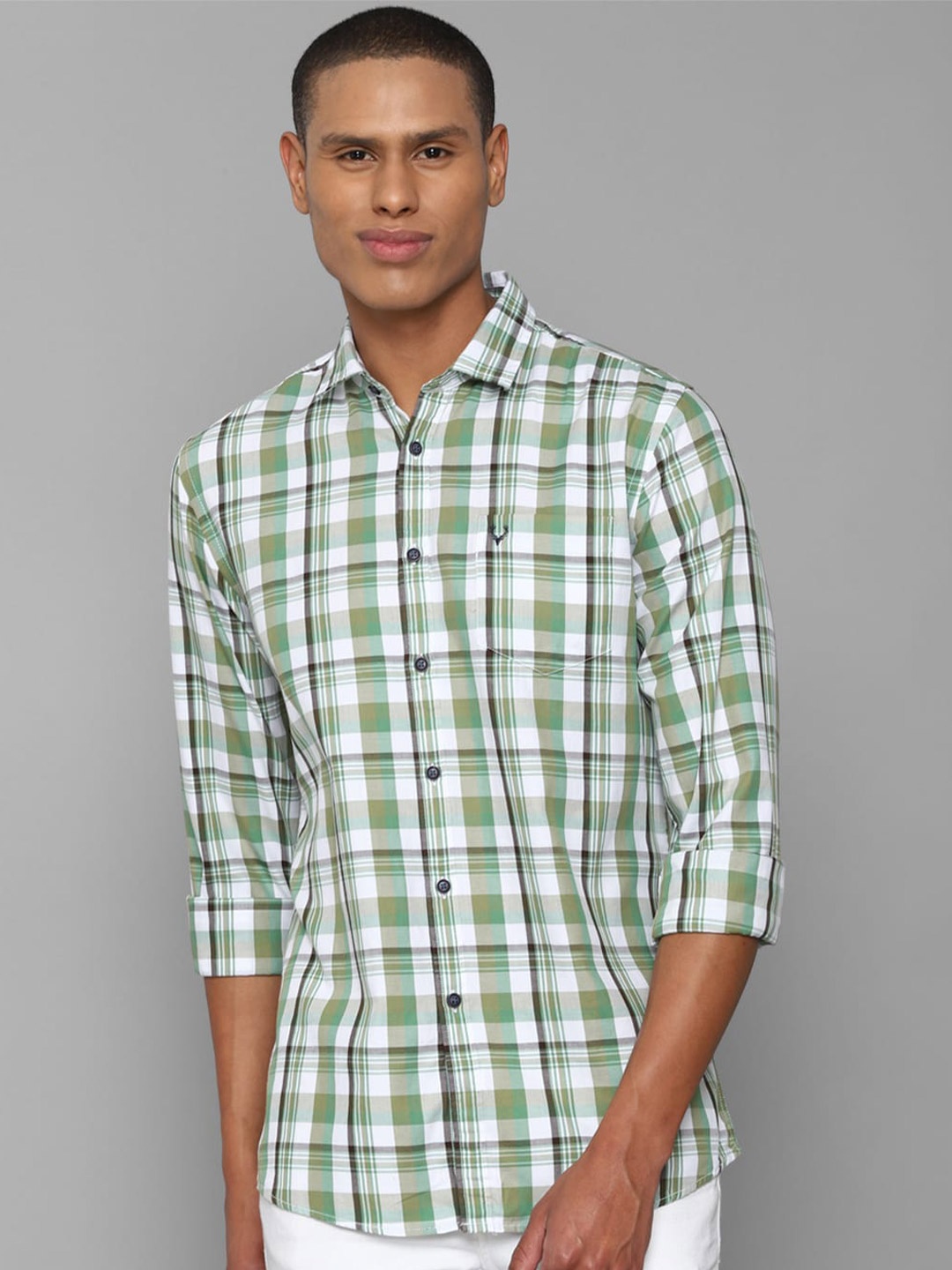 

Allen Solly Sport Men Tartan Checked Casual Cotton Shirt, Green