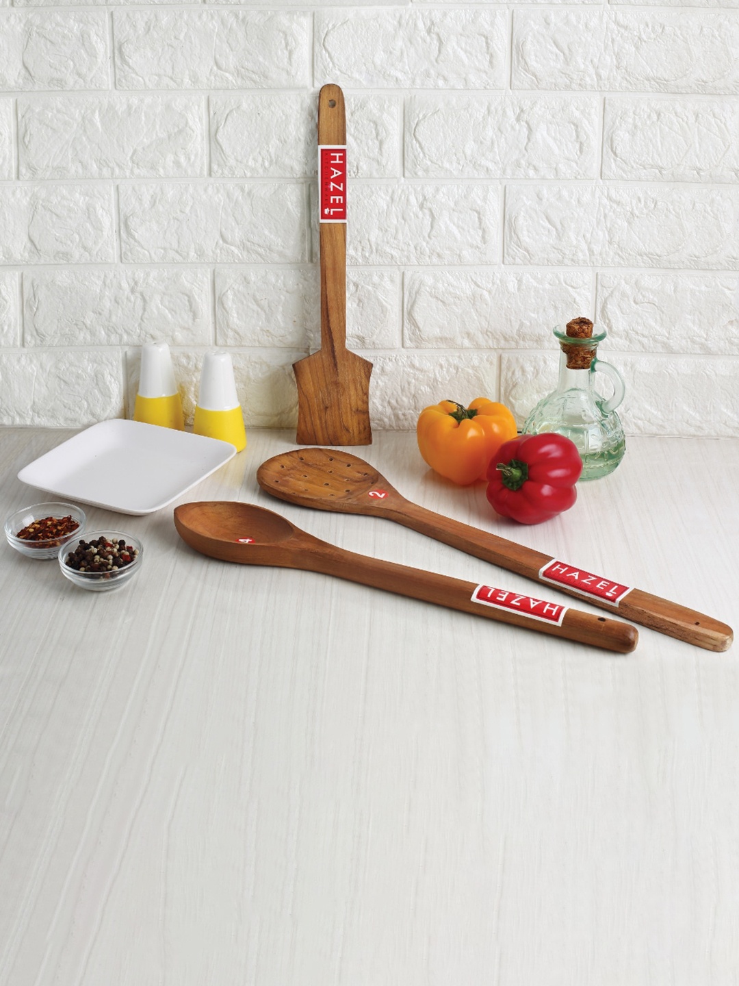 

HAZEL Brown Set of 3 Wooden Kitchen Tools Spoon Sets