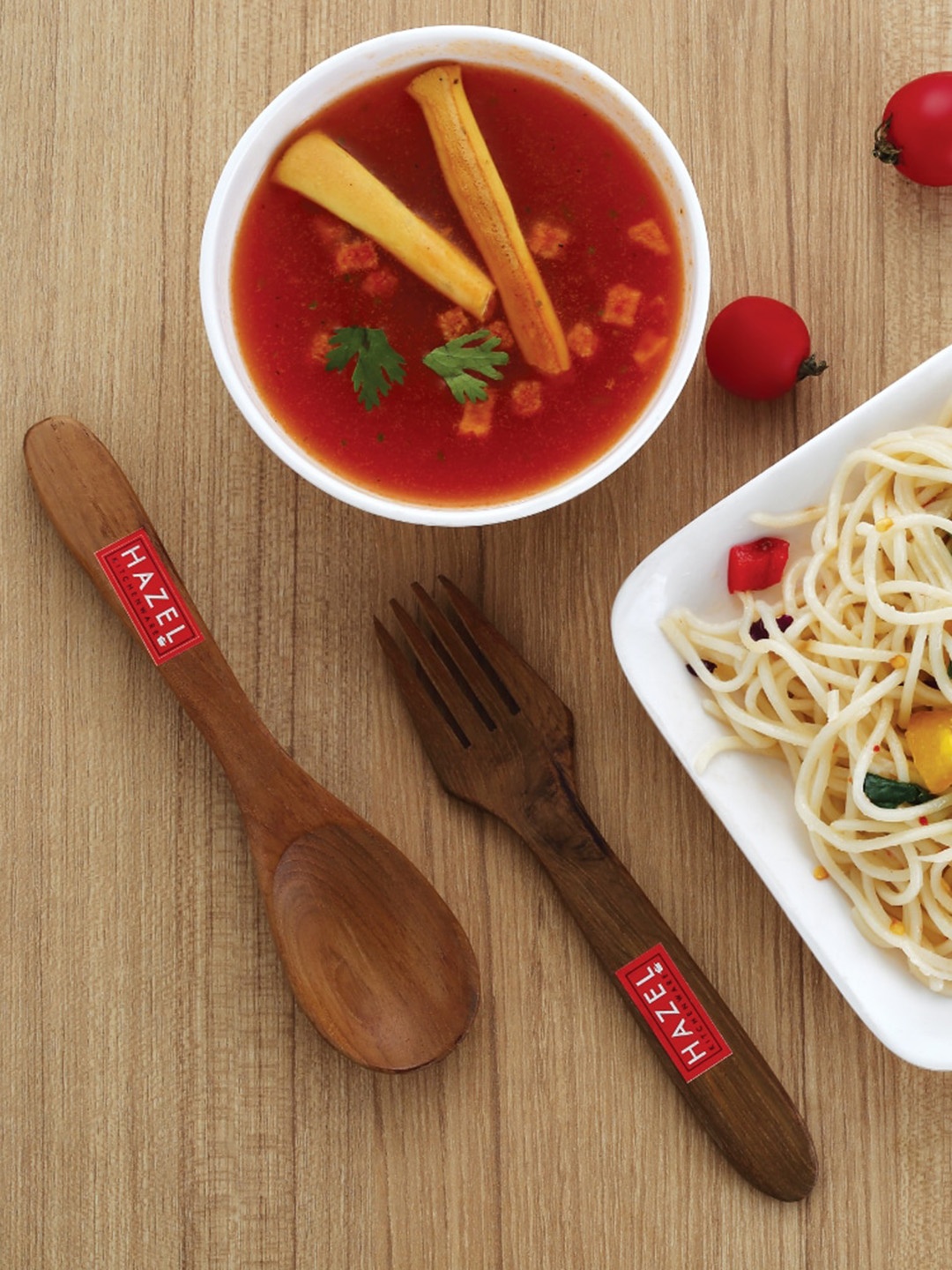 

HAZEL Set Of 4 Brown Wooden Reusable Cutlery Set
