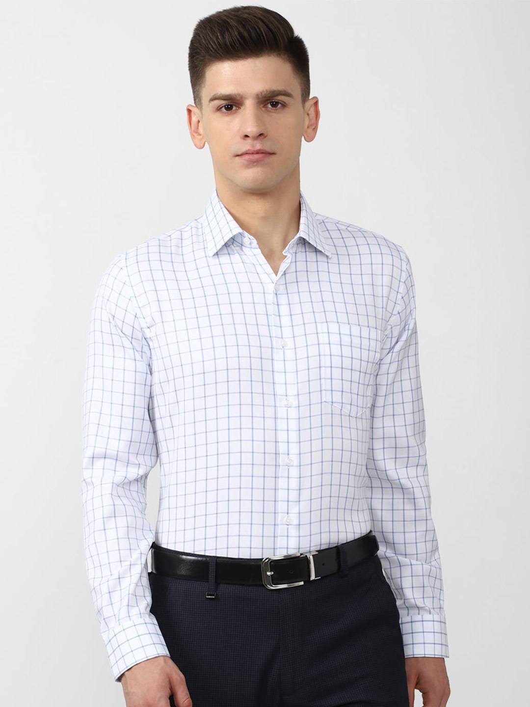 

Van Heusen Men Checked Cotton Slim Fit Formal Shirt, White
