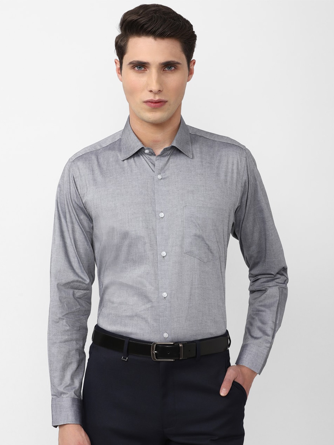 

Van Heusen Men Regular Fit Cotton Formal Shirt, Grey