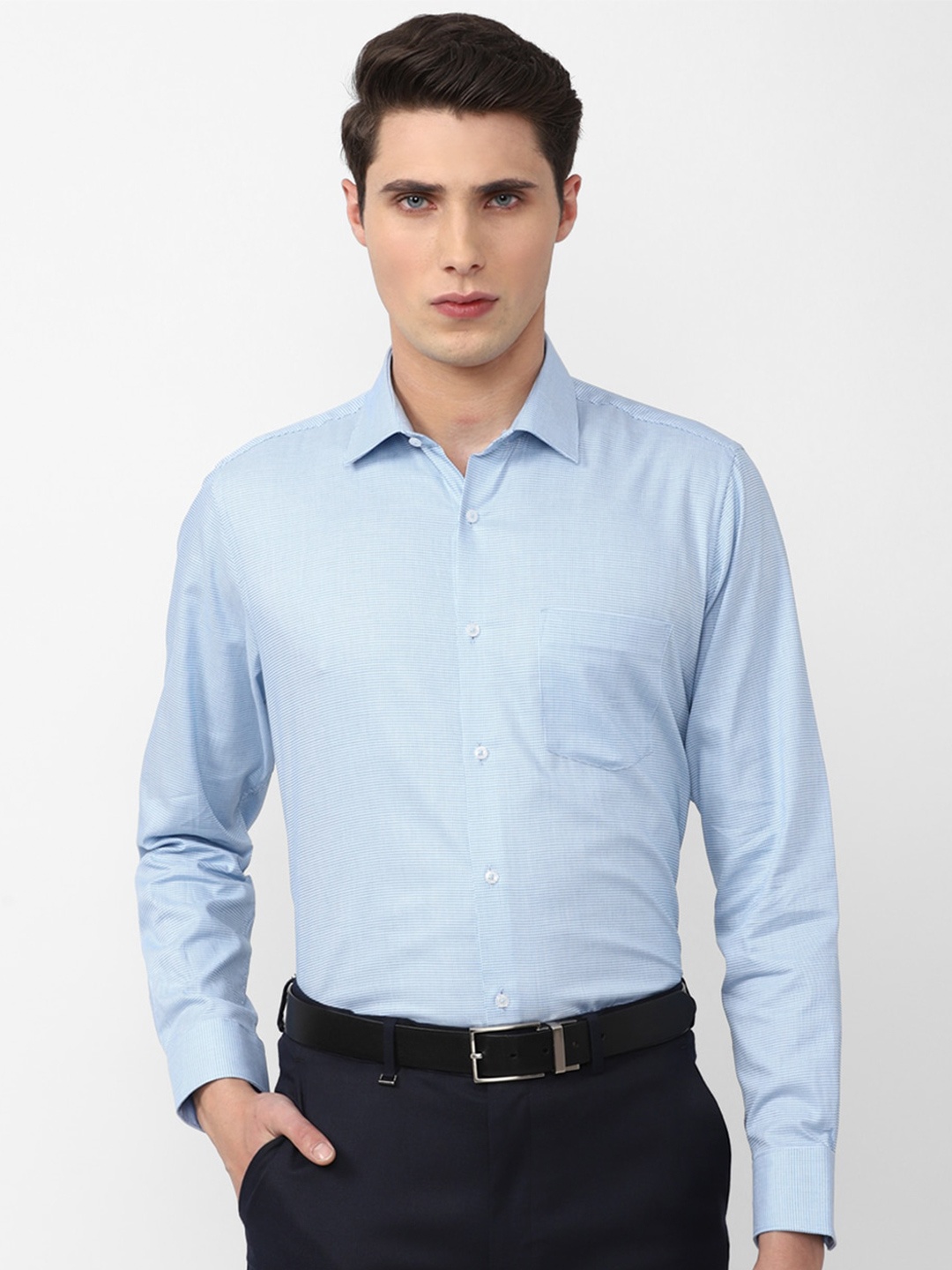 

Van Heusen Men Pure Cotton Formal Shirt, Blue