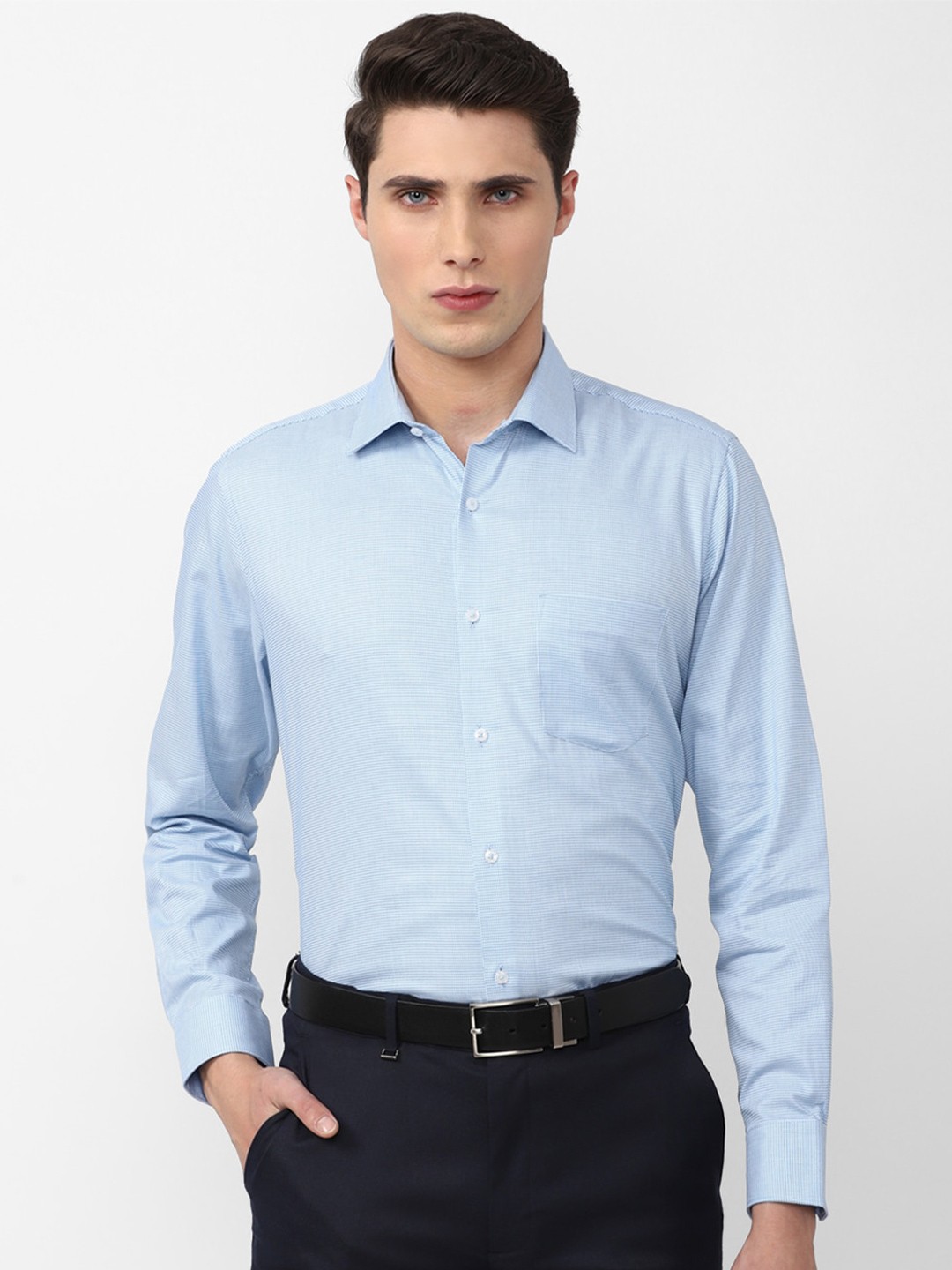 

Van Heusen Men Pure Cotton Formal Shirt, Blue