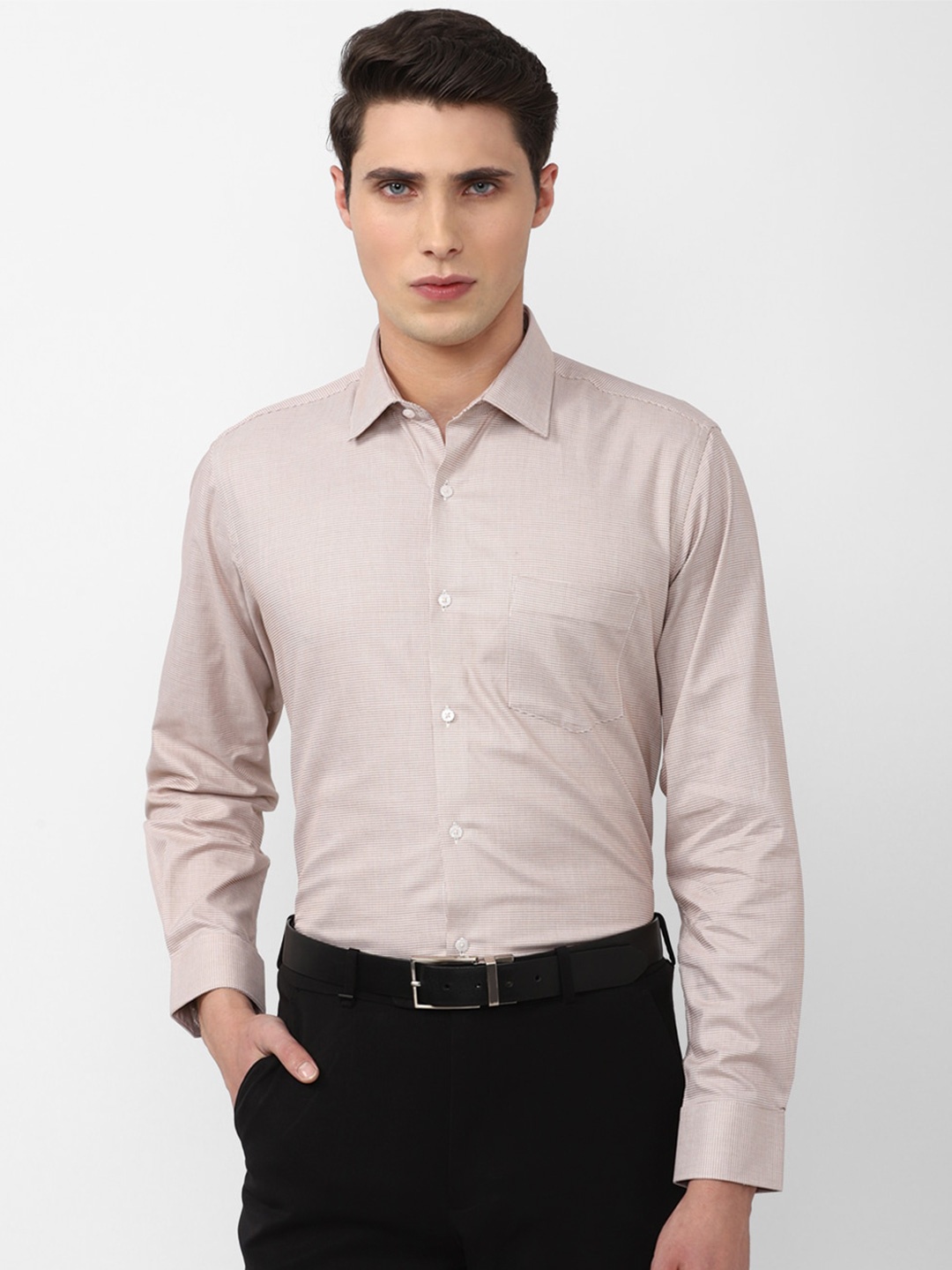 

Van Heusen Men Micro Checked Formal Shirt, Beige