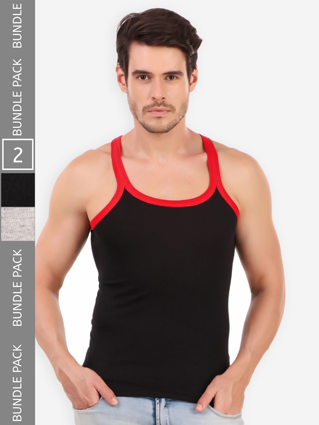 

HAP Men Pack Of 2 Assorted Cotton Gym Vest