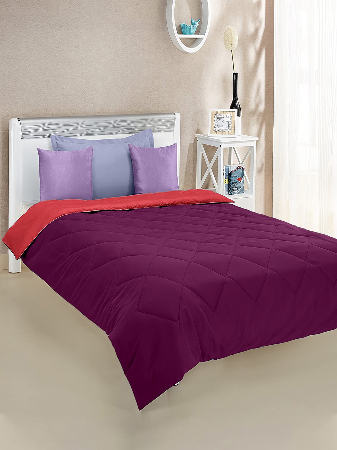 

Kuber Industries Purple & Pink Microfiber Winter 210 GSM Double Reversible Bed Comforter