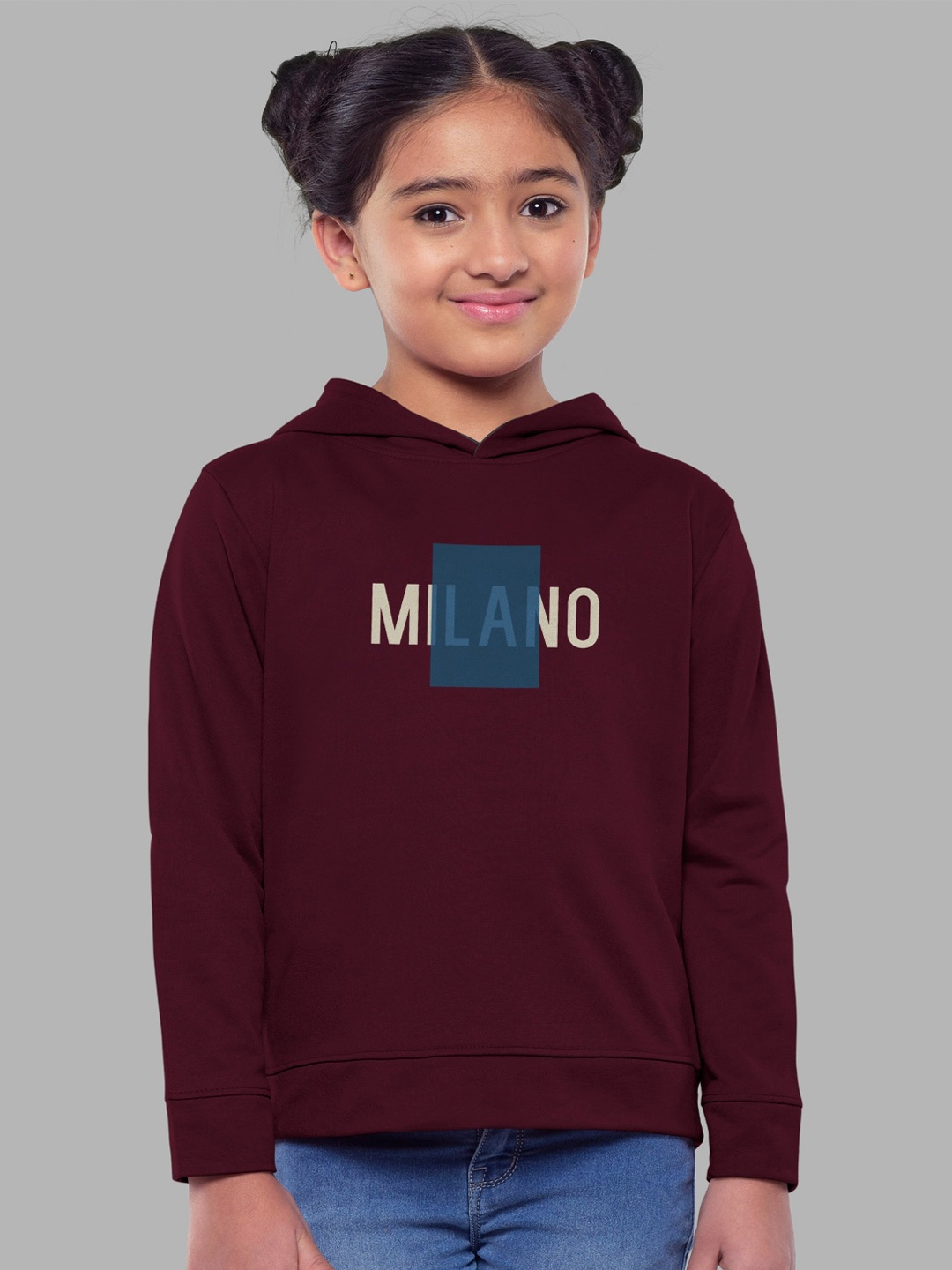 

HELLCAT Girls Printed Hooded Cotton Sweatshirt, Burgundy