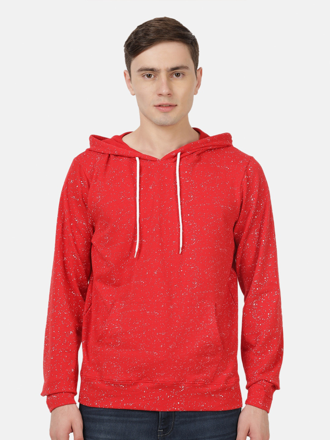 

MASH UNLIMITED Men Acrylic Hooded Sweatshirt, Red
