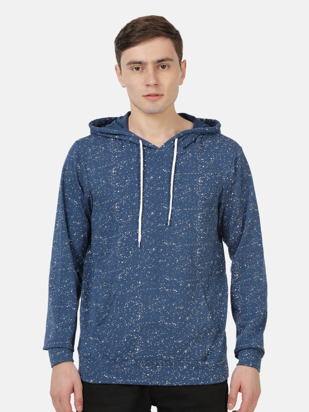 

MASH UNLIMITED Men Printed Acrylic Hooded Sweatshirt, Navy blue