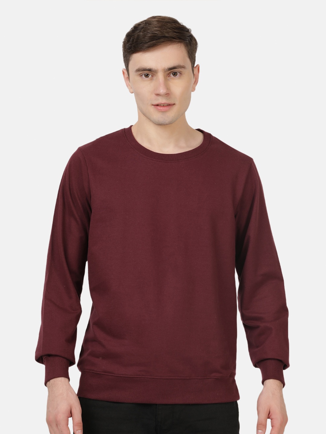 

MASH UNLIMITED Men Acrylic Sweatshirt, Maroon