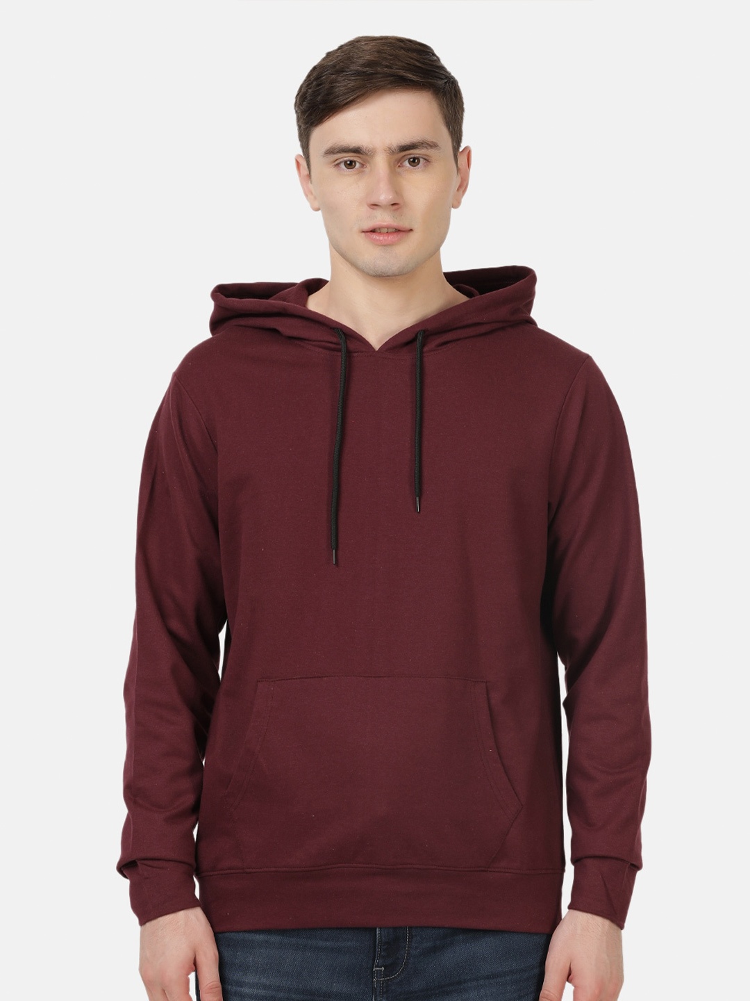 

MASH UNLIMITED Men Acrylic Hooded Sweatshirt, Maroon